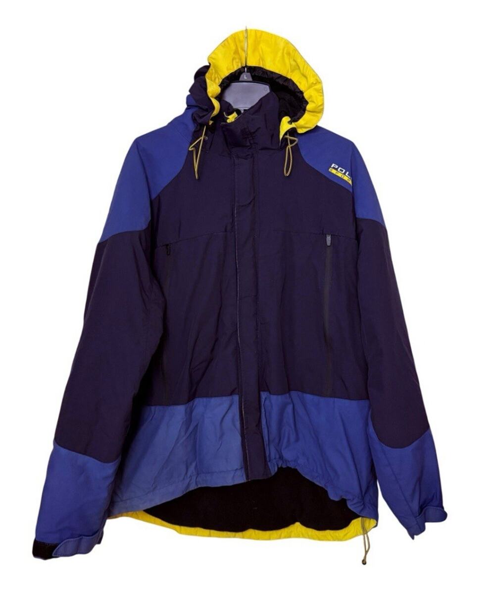 Polo Sport Ralph Lauren Mens XXL Colorblock Ski Jacket Blue Yellow Vintage 90s